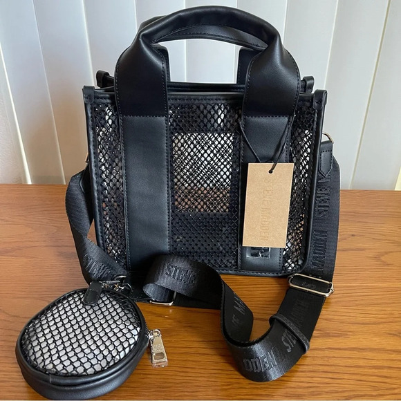 Steve Madden Handbags - Steve Madden Bwebber Clear Mesh Crossbody Bag Black